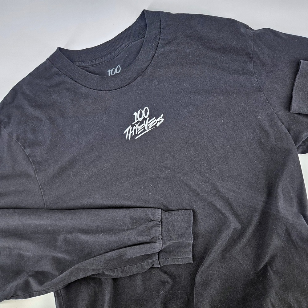 100 Thieves Mens Size Medium Long Sleeve T-Shirt Cotton Logo Black Streetwear